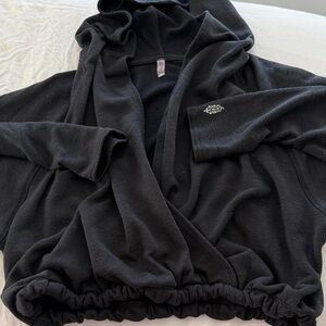 Black Hooded Wrap Cardigan
